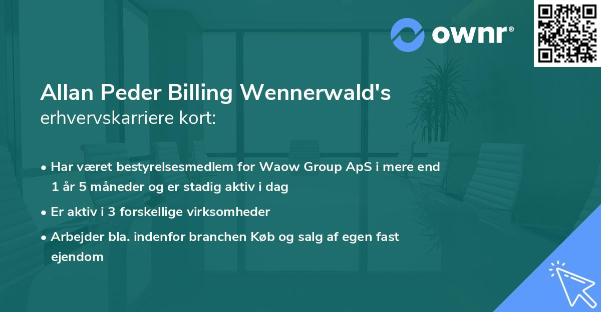 Allan Peder Billing Wennerwald's erhvervskarriere kort