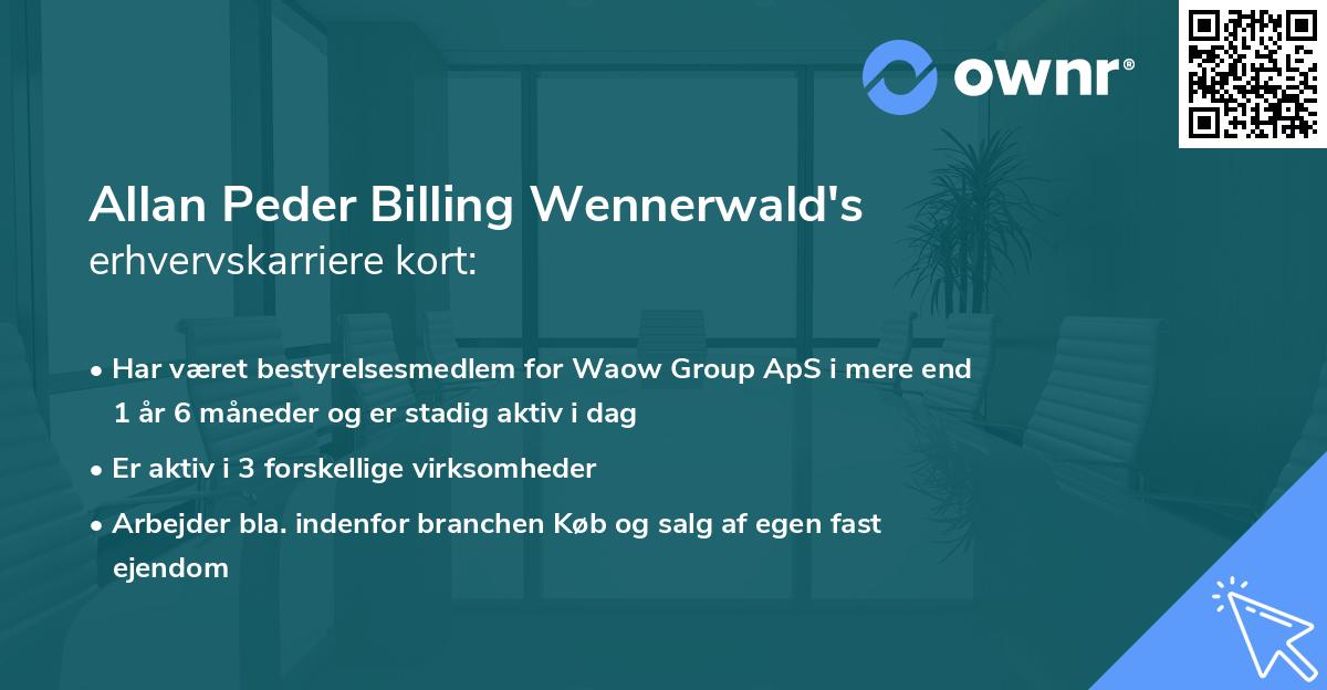 Allan Peder Billing Wennerwald's erhvervskarriere kort
