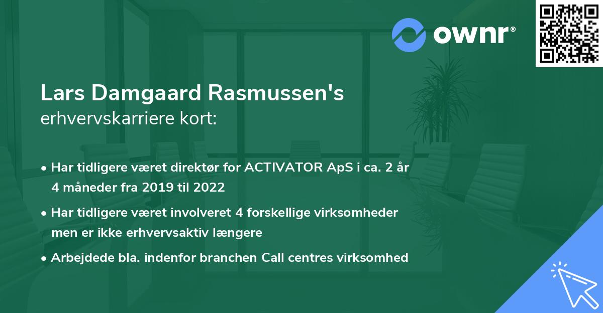 Lars Damgaard Rasmussen's erhvervskarriere kort