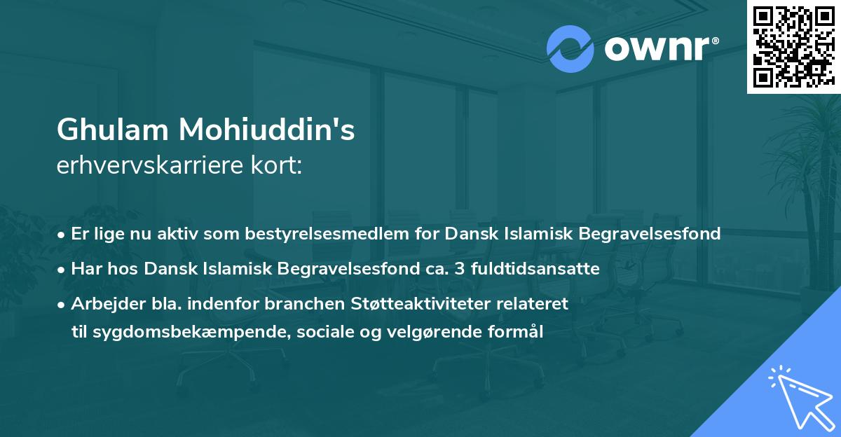 Ghulam Mohiuddin's erhvervskarriere kort