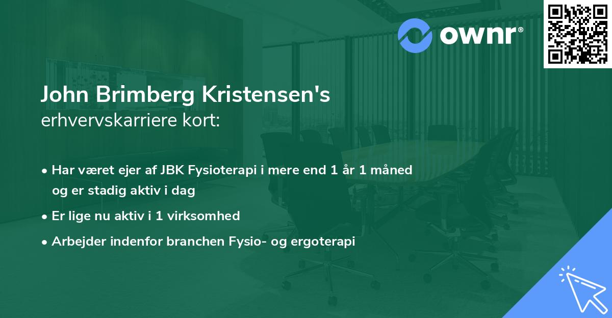 John Brimberg Kristensen's erhvervskarriere kort