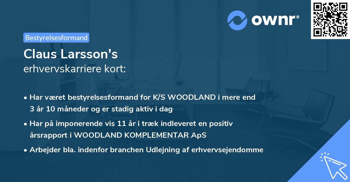 Claus Larsson's erhvervskarriere kort