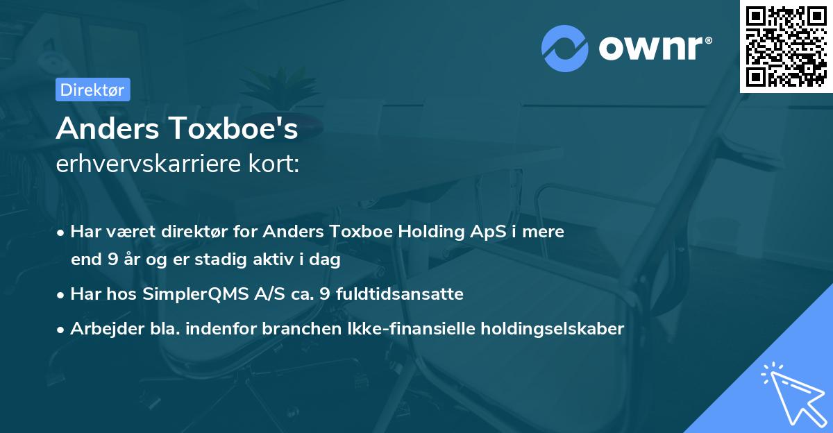 Anders Toxboe's erhvervskarriere kort