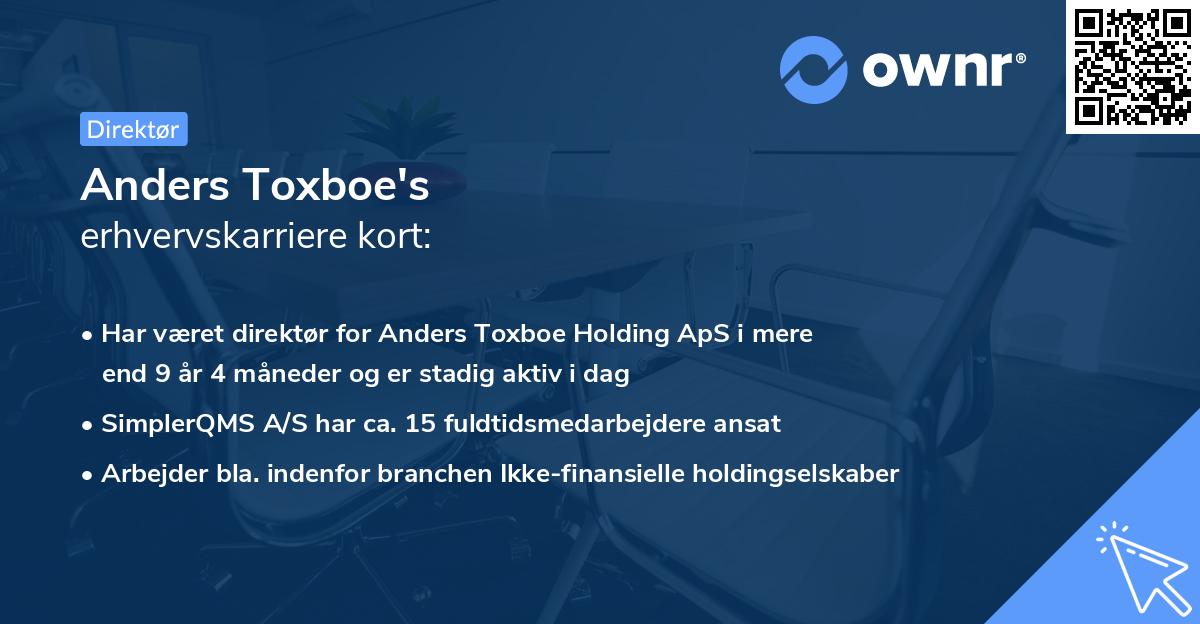 Anders Toxboe's erhvervskarriere kort