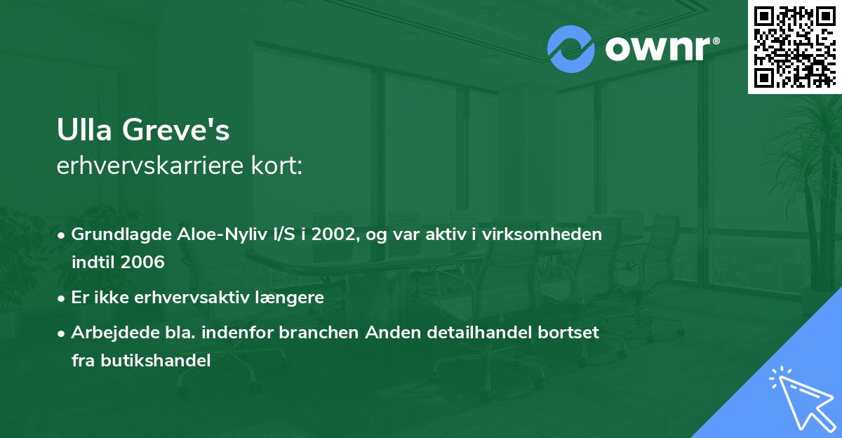 Ulla Greve's erhvervskarriere kort