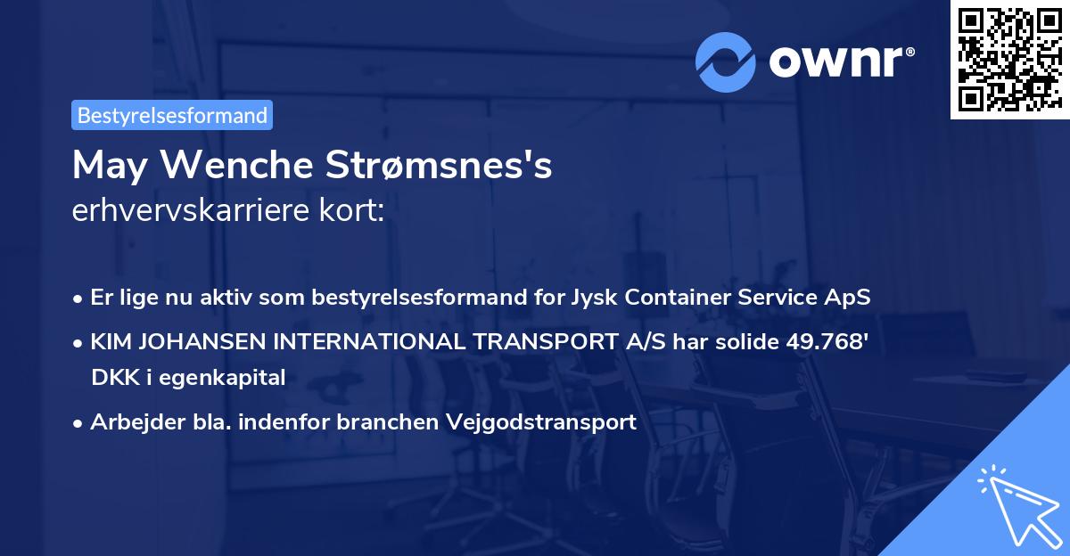 May Wenche Strømsnes's erhvervskarriere kort