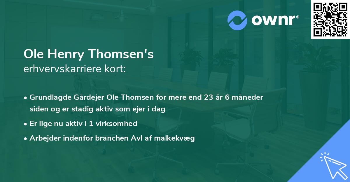 Ole Henry Thomsen's erhvervskarriere kort
