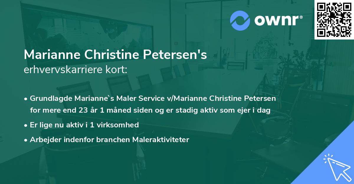Marianne Christine Petersen's erhvervskarriere kort