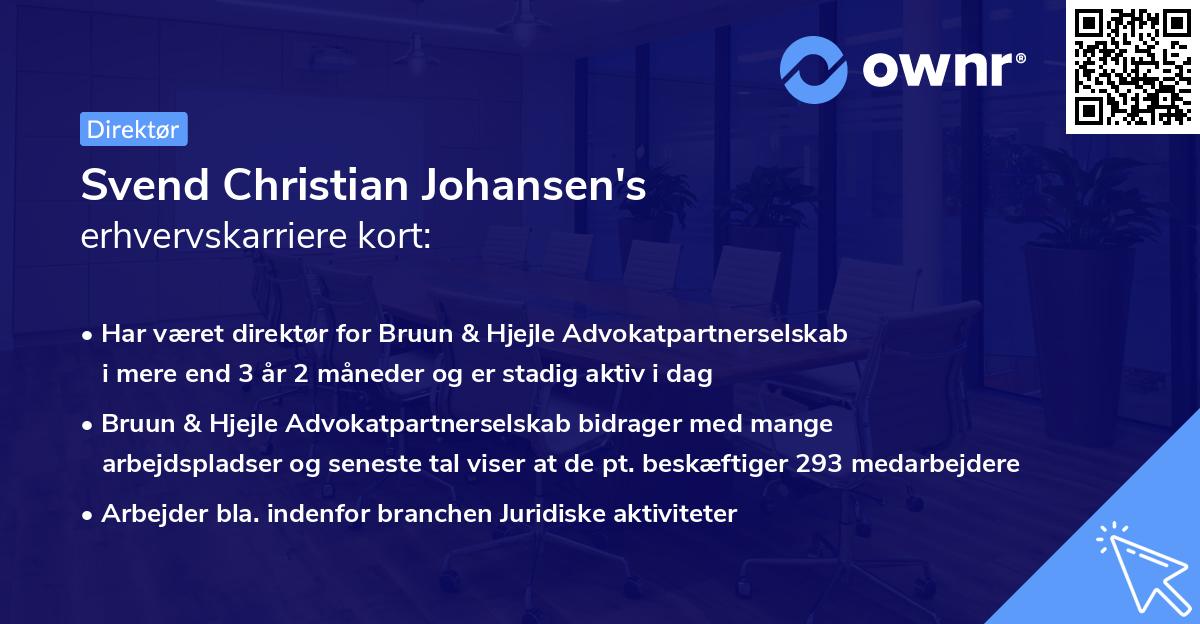 Svend Christian Johansen's erhvervskarriere kort