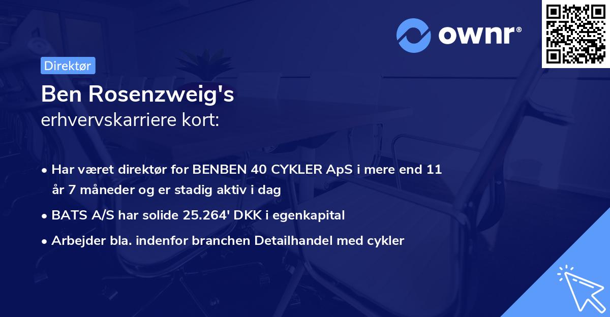Ben Rosenzweig's erhvervskarriere kort
