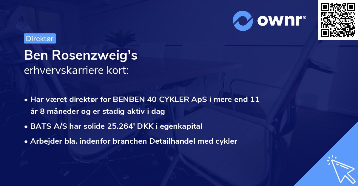 Ben Rosenzweig's erhvervskarriere kort