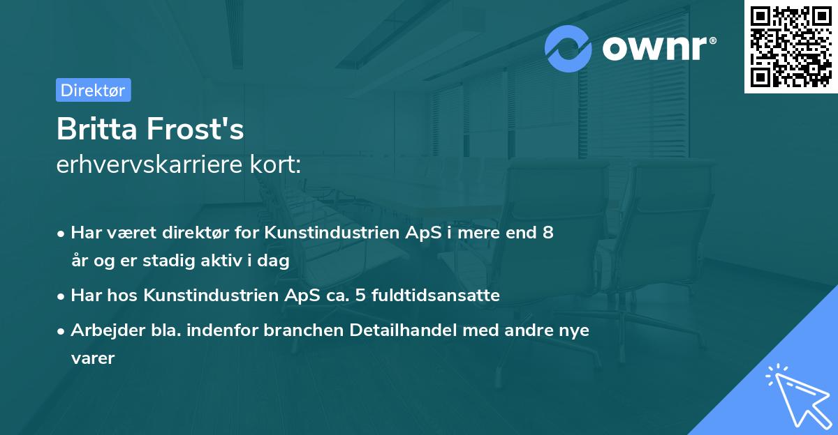 Britta Frost's erhvervskarriere kort