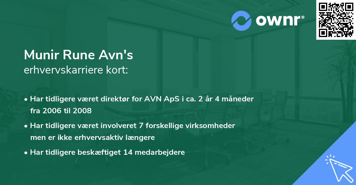 Munir Rune Avn's erhvervskarriere kort
