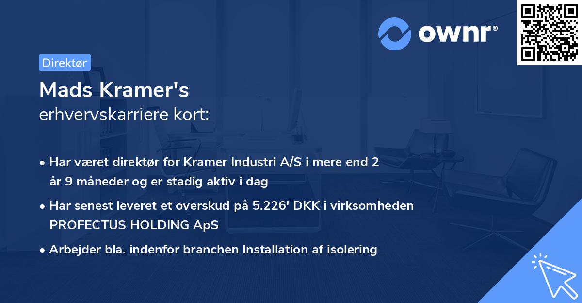 Mads Kramer's erhvervskarriere kort