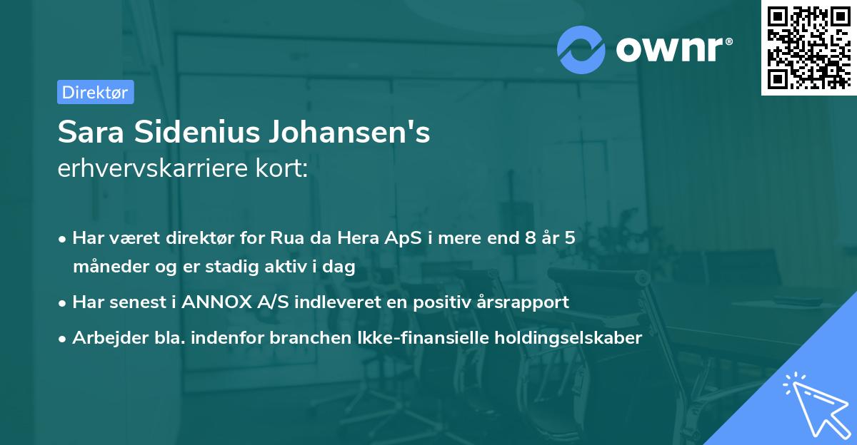 Sara Sidenius Johansen's erhvervskarriere kort