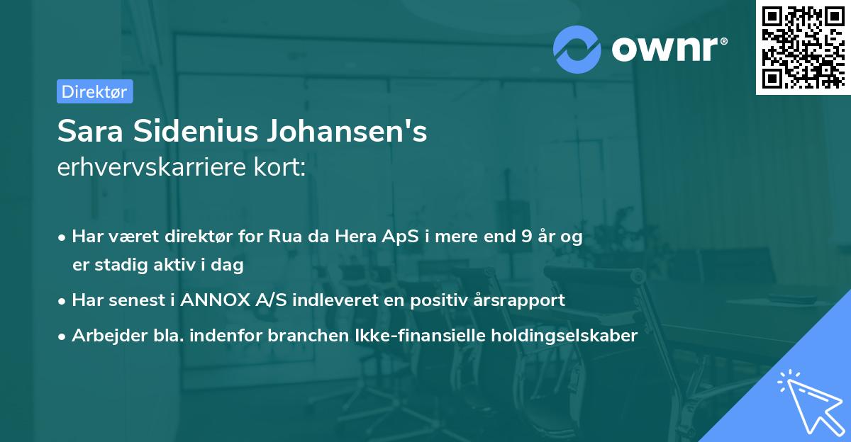 Sara Sidenius Johansen's erhvervskarriere kort