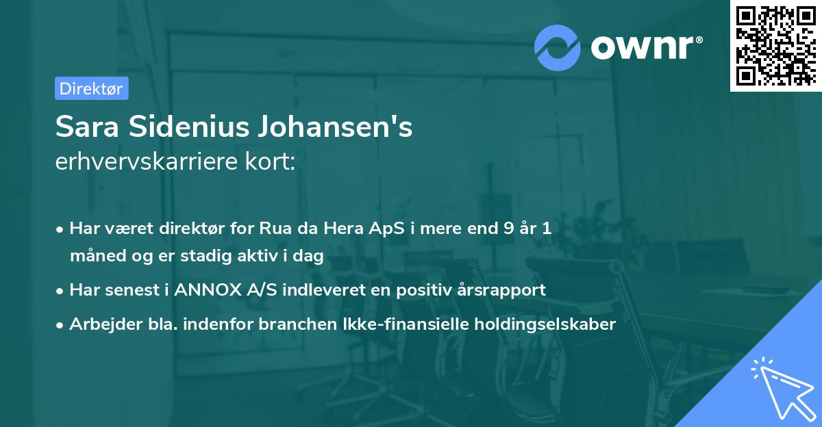 Sara Sidenius Johansen's erhvervskarriere kort