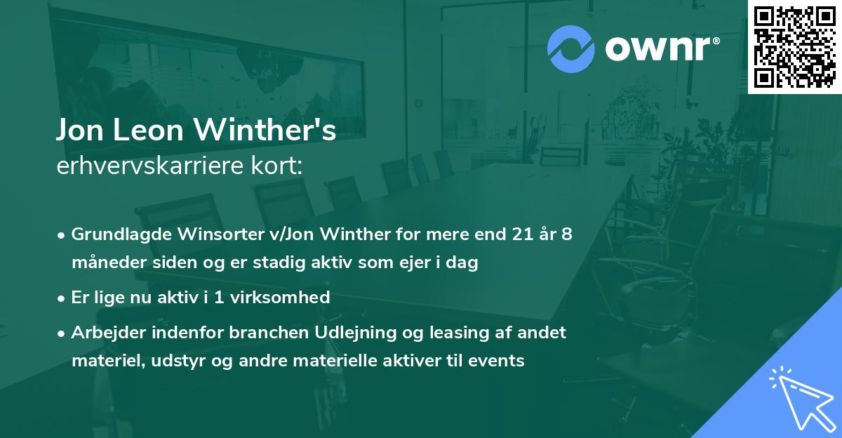 Jon Leon Winther's erhvervskarriere kort