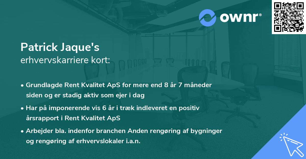 Patrick Jaque's erhvervskarriere kort