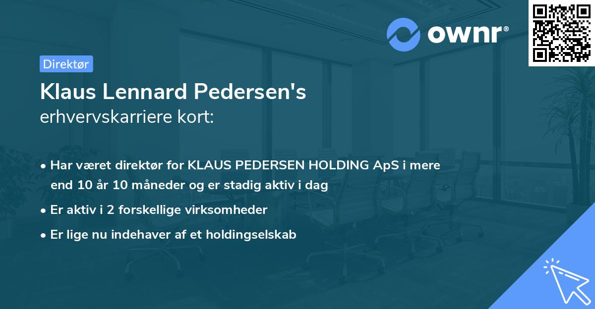 Klaus Lennard Pedersen's erhvervskarriere kort