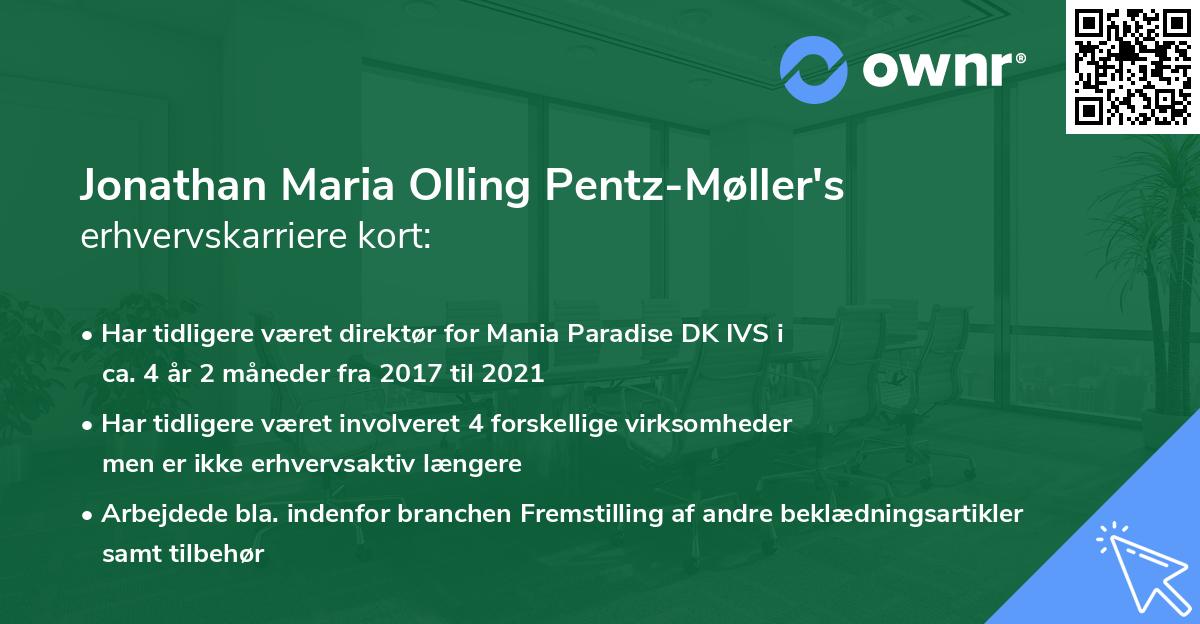 Jonathan Maria Olling Pentz-Møller's erhvervskarriere kort