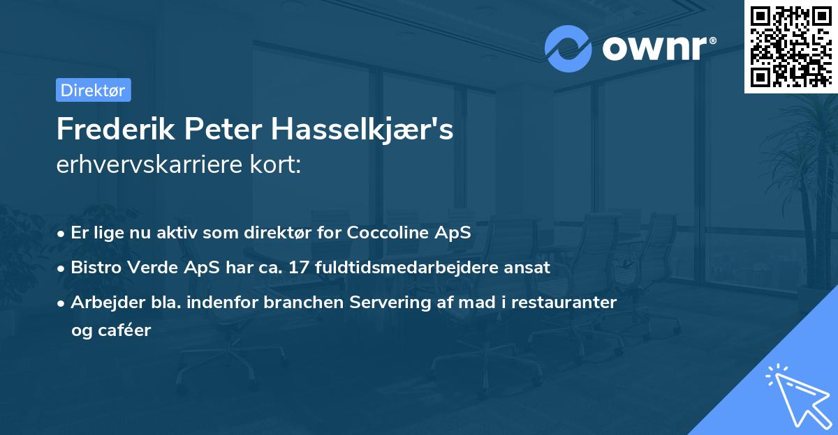 Frederik Peter Hasselkjær's erhvervskarriere kort