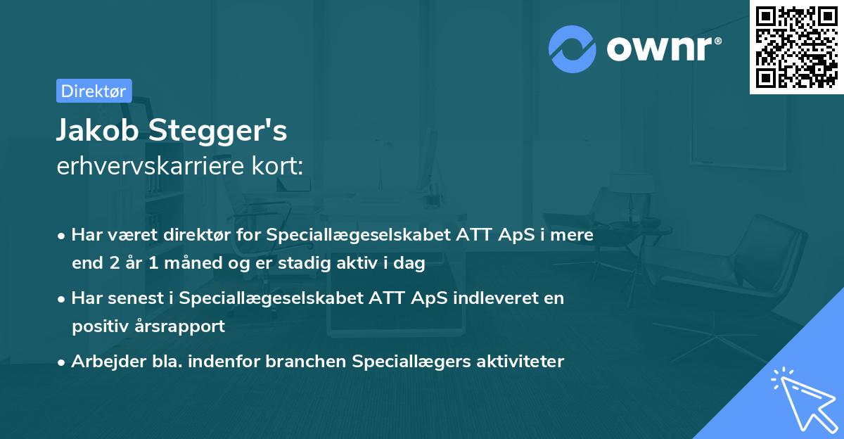Jakob Stegger's erhvervskarriere kort
