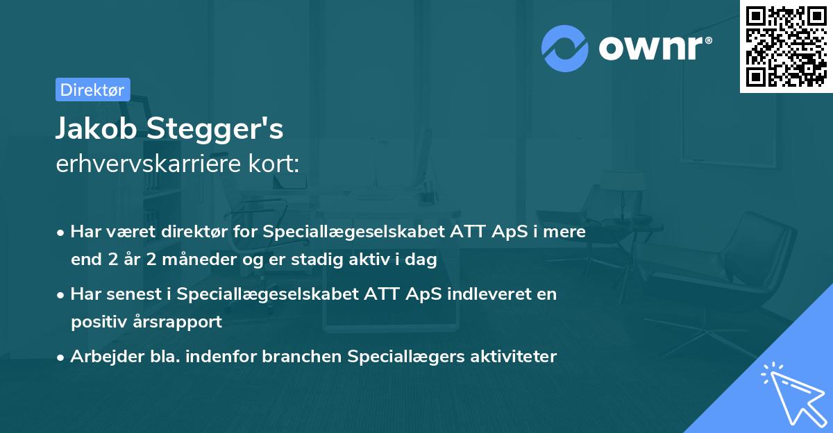 Jakob Stegger's erhvervskarriere kort