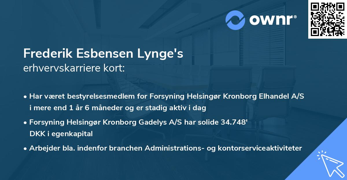 Frederik Esbensen Lynge's erhvervskarriere kort