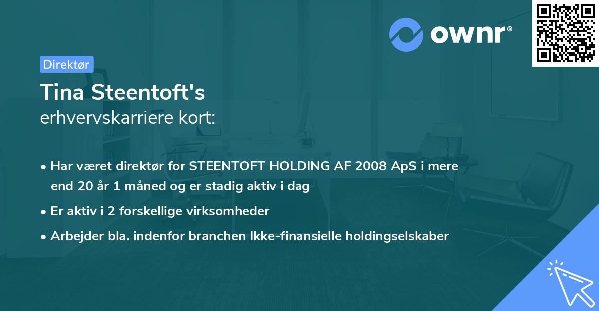 Tina Steentoft's erhvervskarriere kort