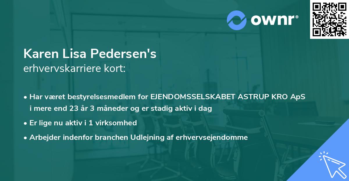 Karen Lisa Pedersen's erhvervskarriere kort