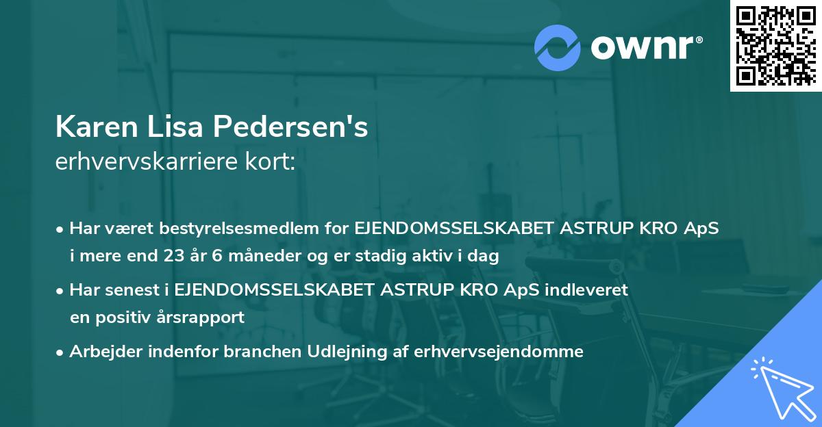 Karen Lisa Pedersen's erhvervskarriere kort