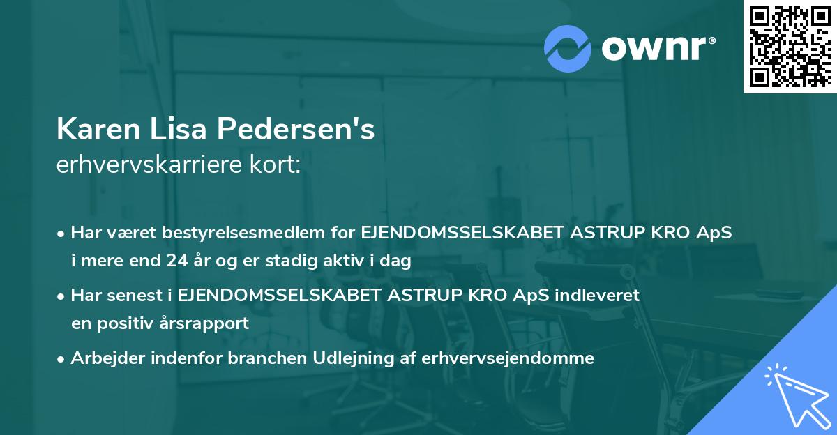 Karen Lisa Pedersen's erhvervskarriere kort