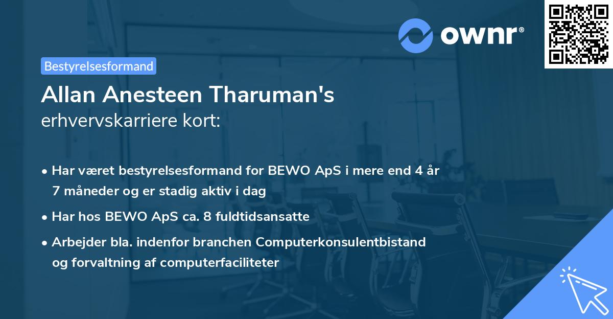 Allan Anesteen Tharuman's erhvervskarriere kort