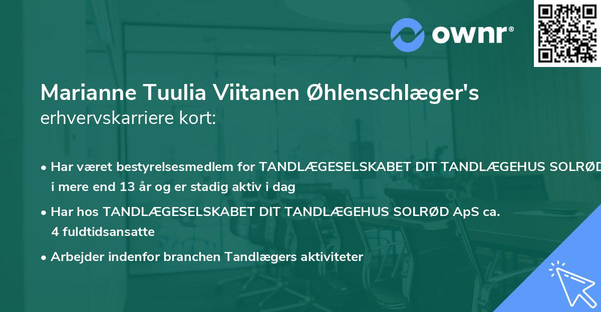 Marianne Tuulia Viitanen Øhlenschlæger's erhvervskarriere kort