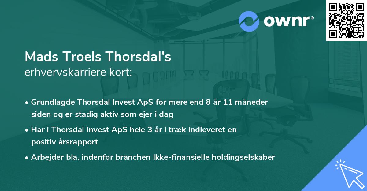 Mads Troels Thorsdal's erhvervskarriere kort