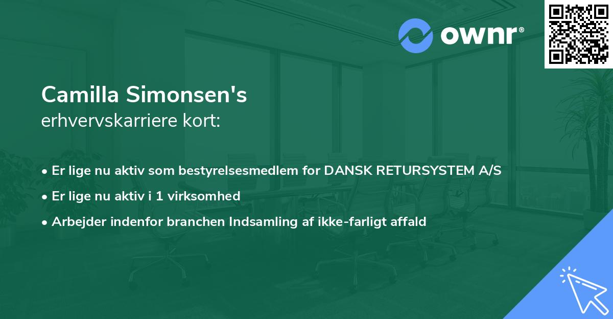 Camilla Simonsen's erhvervskarriere kort