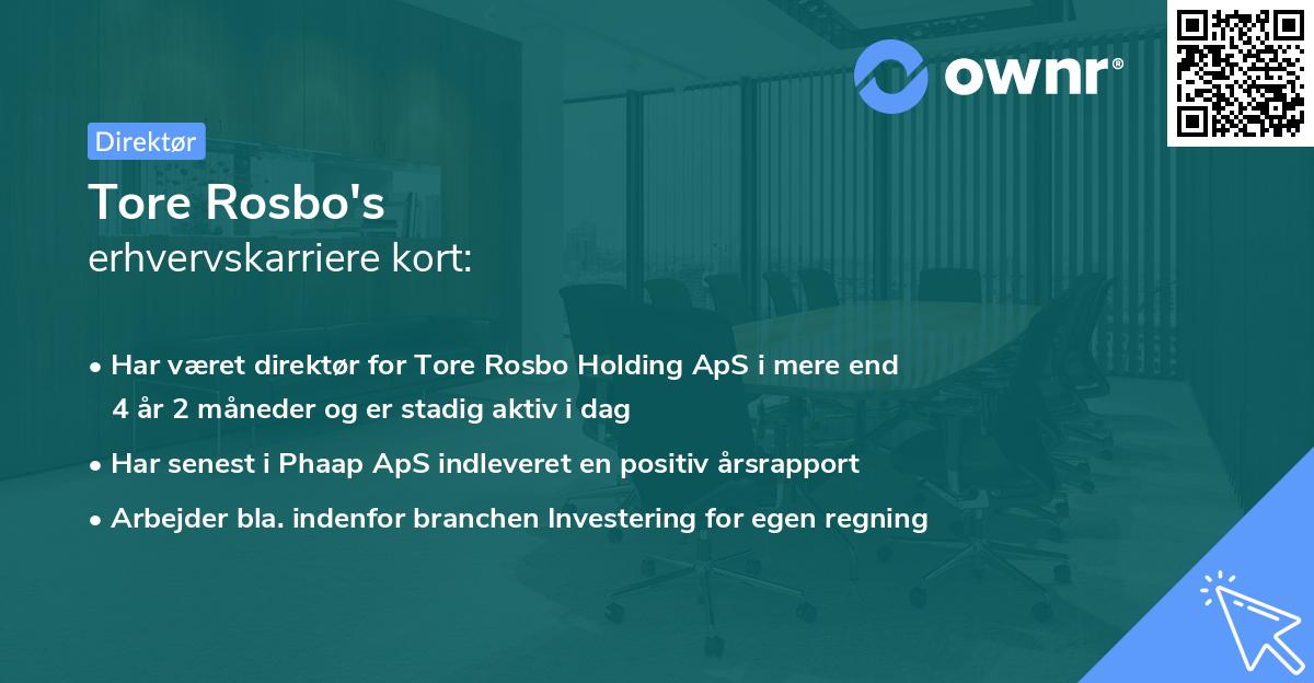 Tore Rosbo's erhvervskarriere kort