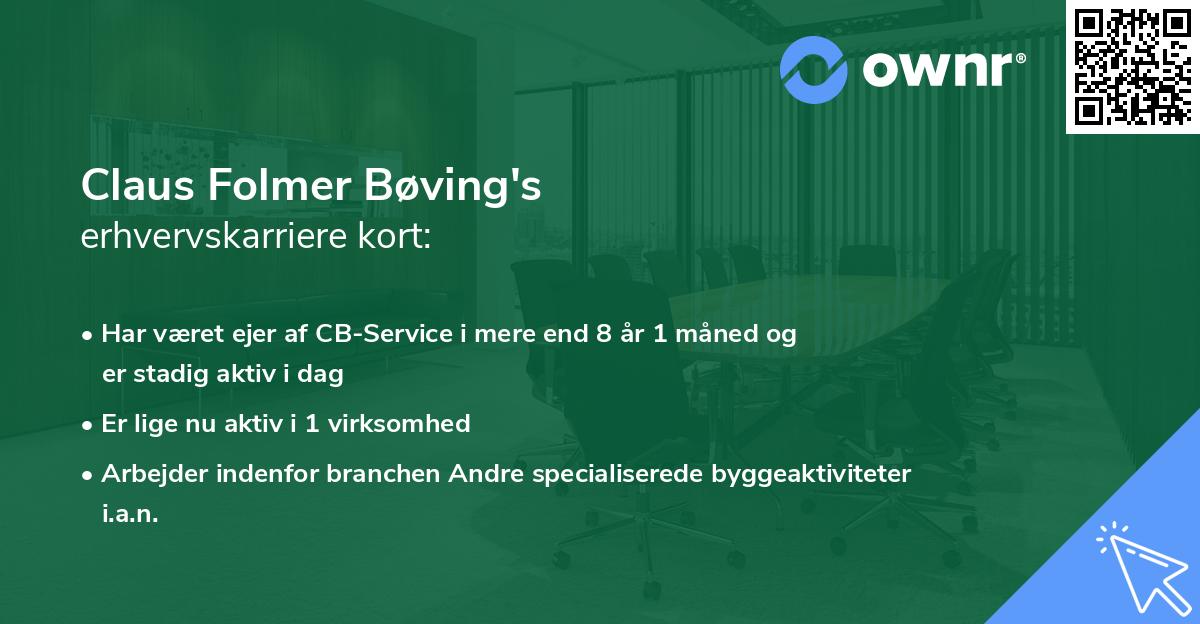 Claus Folmer Bøving's erhvervskarriere kort