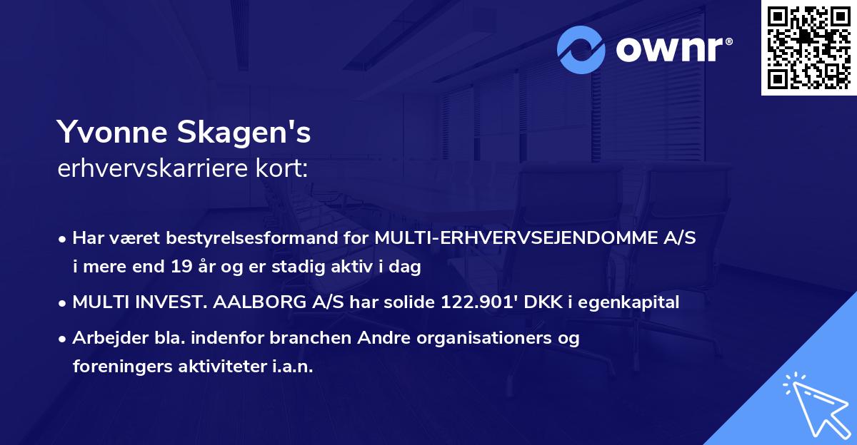 Yvonne Skagen's erhvervskarriere kort