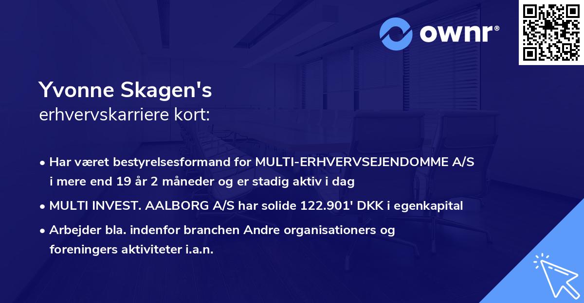 Yvonne Skagen's erhvervskarriere kort