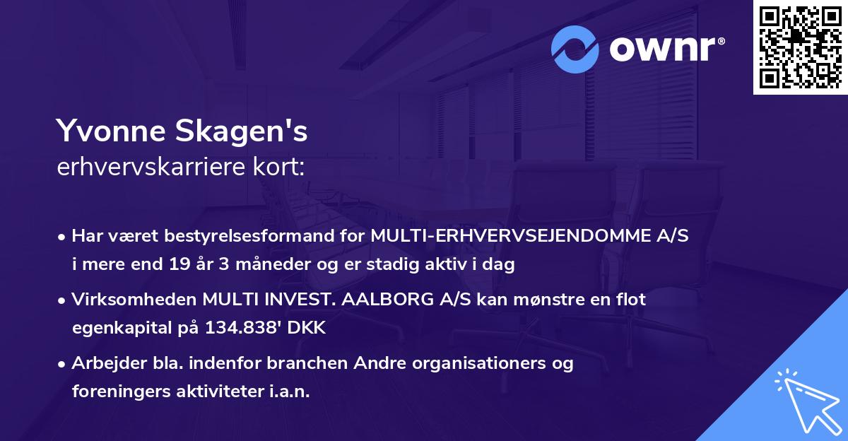Yvonne Skagen's erhvervskarriere kort