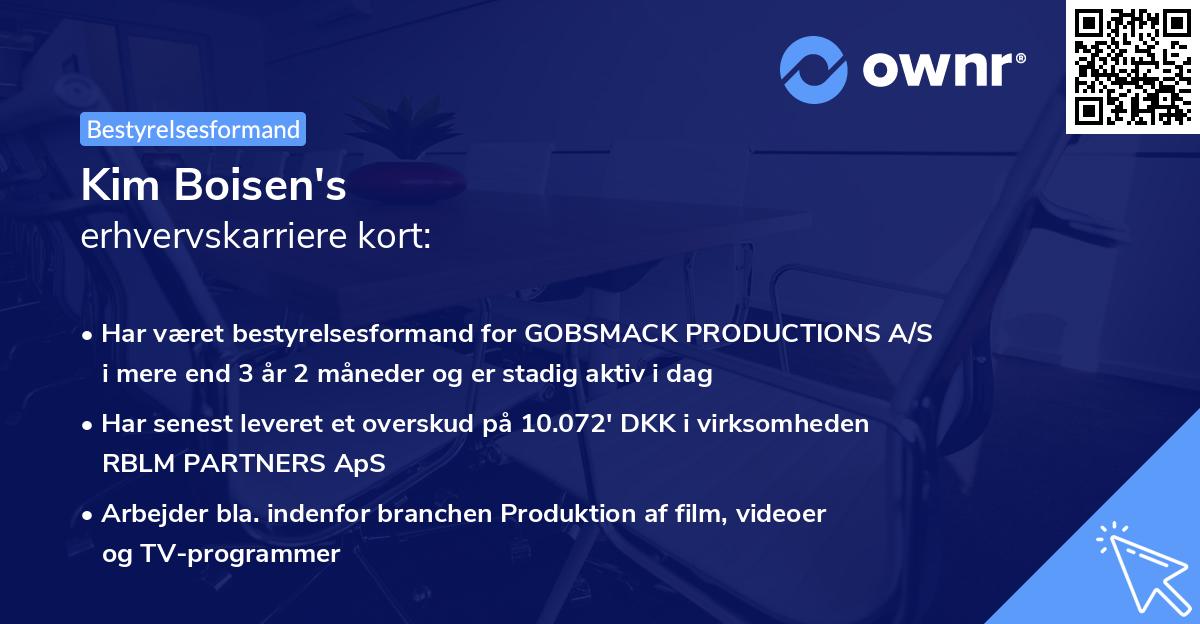 Kim Boisen's erhvervskarriere kort