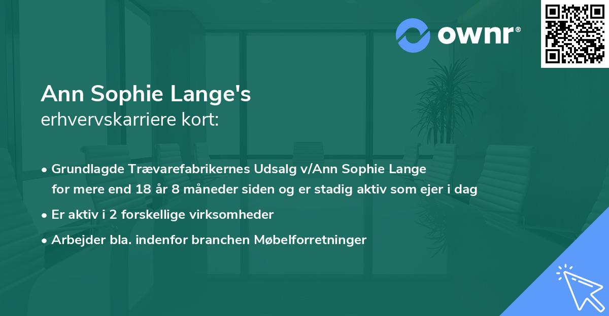 Ann Sophie Lange's erhvervskarriere kort