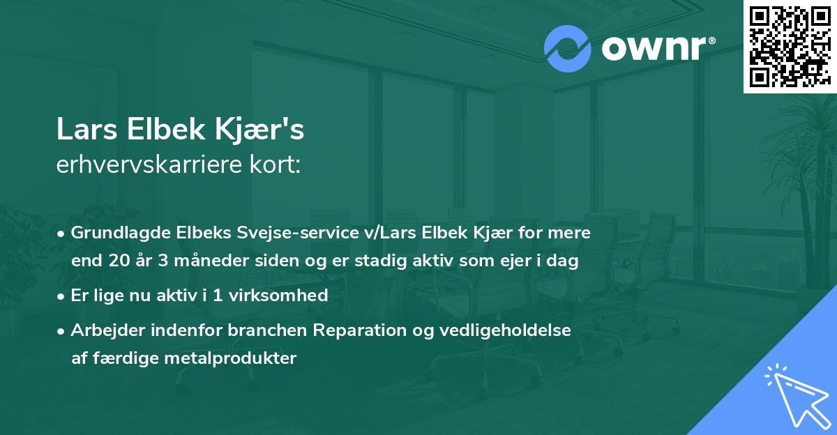 Lars Elbek Kjær's erhvervskarriere kort