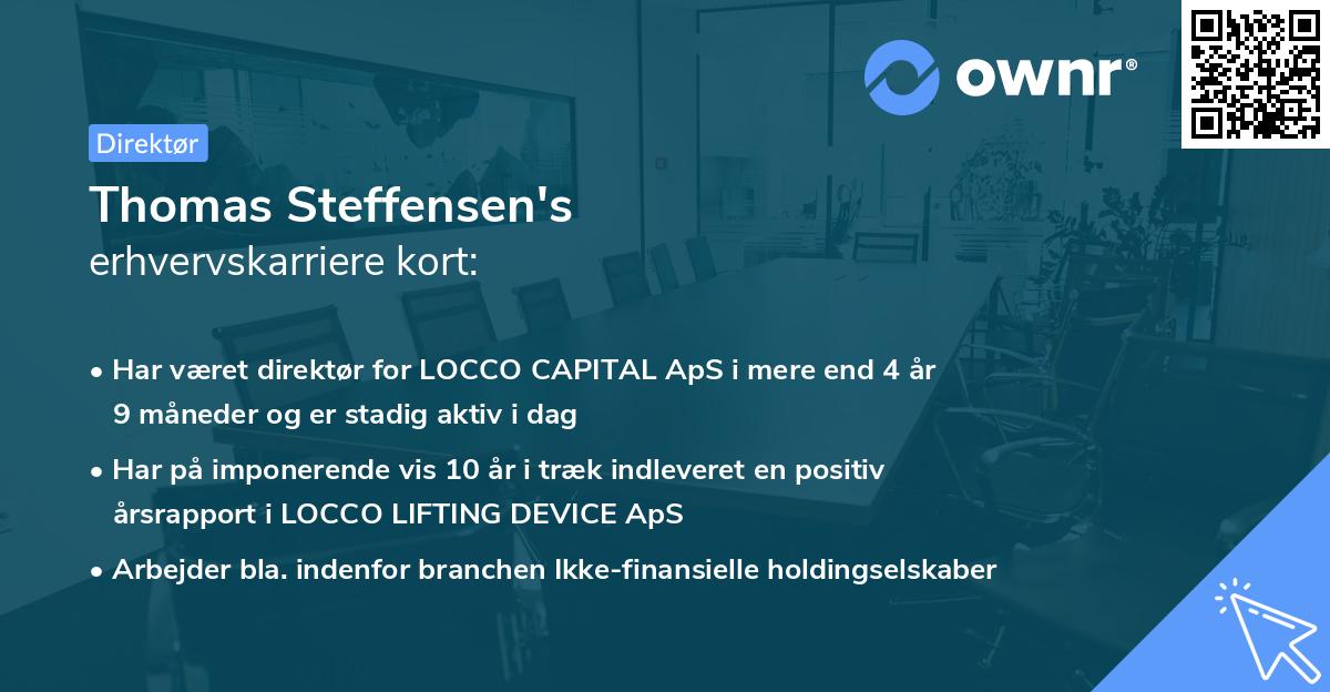 Thomas Steffensen's erhvervskarriere kort