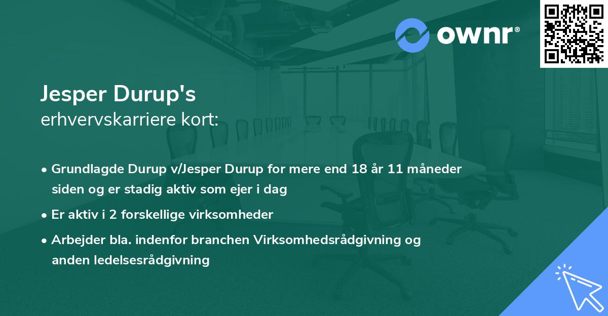 Jesper Durup's erhvervskarriere kort