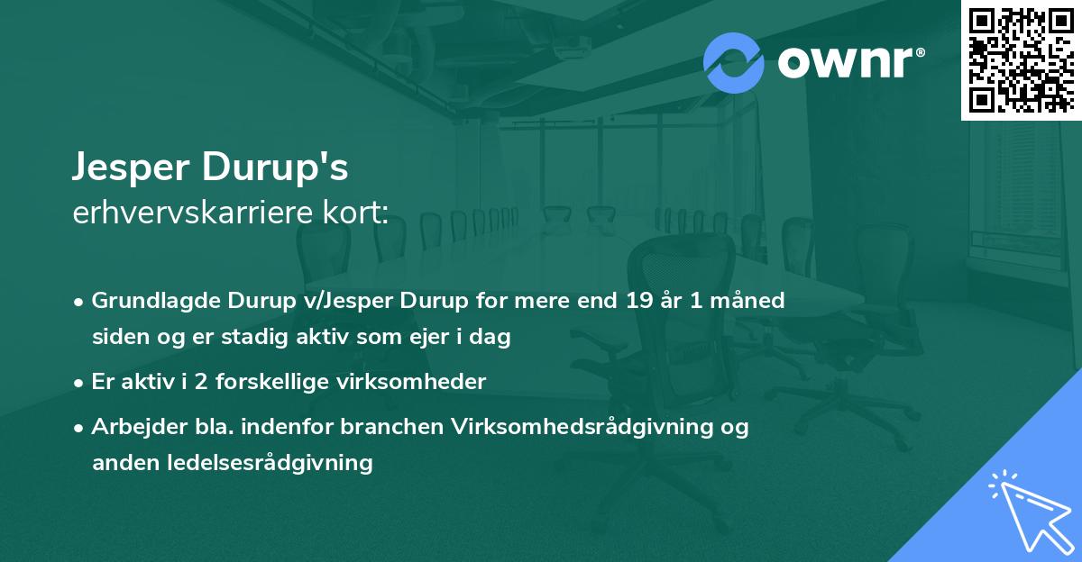 Jesper Durup's erhvervskarriere kort