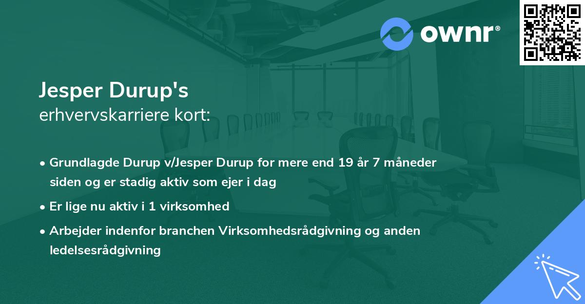 Jesper Durup's erhvervskarriere kort