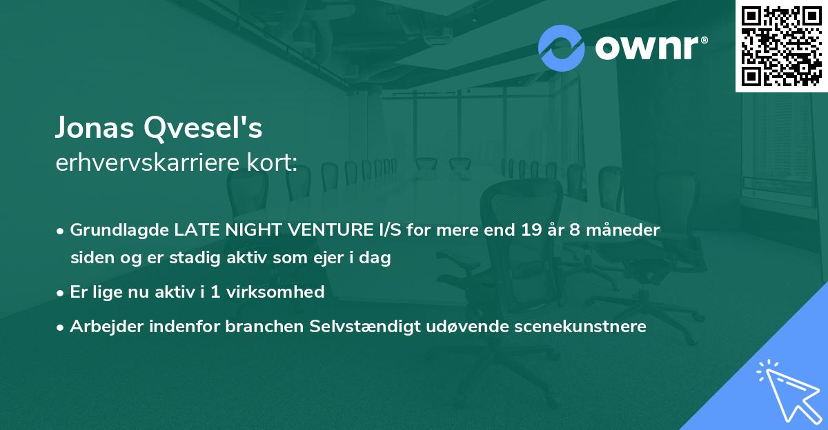 Jonas Qvesel's erhvervskarriere kort